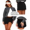 imageGolf Skort Tennis Mini Skirt for Women Mid Waisted Self Tie Strap Front Slit Wrap Skirt Cute Short Skirt with ShortsBlack