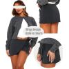 imageGolf Skort Tennis Mini Skirt for Women Mid Waisted Self Tie Strap Front Slit Wrap Skirt Cute Short Skirt with ShortsGrey