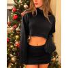 imageKnit Bodycon Mini Skirts for Women High Waisted Fold Over Low Rise Y2k Cute Short Skirt Wrap Pencil Skirt SkortBlack