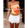 imageLace Ruffle Mini Skirts for Women High Waisted Pleated Skort Micro Skirt Y2k Cute Short Skirt with ShortsWhite