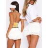 imageLace Ruffle Mini Skirts for Women High Waisted Pleated Skort Micro Skirt Y2k Cute Short Skirt with ShortsWhite