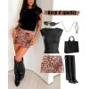 imageLace Trim Bodycon Mini Skirts for Women High Waisted Y2k Cute Short Skirt Wrap Pencil Skirt Mini Skort BlackLeopard Print