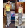 imageLeopard Print Maxi Skirts for Women Bodycon High Waisted ALine Mesh Long SkirtBlack Grey Leopard