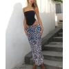 imageLeopard Print Maxi Skirts for Women Bodycon High Waisted ALine Vacation Mesh Long Slit SkirtBlack