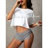 imageLow Rise Booty Shorts Micro Mini Pajamas Shorts for Women Cute Boy Short Side Slit Ruched Lounge Pj BottomsGrey