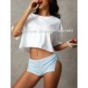 imageLow Rise Booty Shorts Micro Mini Pajamas Shorts for Women Cute Boy Short Side Slit Ruched Lounge Pj BottomsLight Blue