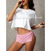 imageLow Rise Booty Shorts Micro Mini Pajamas Shorts for Women Cute Boy Short Side Slit Ruched Lounge Pj BottomsLight Pink