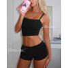 imageWomens Pajama Sets Shorts Lace Trim Tops Soft Cute Pajamas Lounge Sets 2 Piece Pj Set SleepwearBlack
