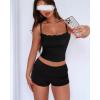 imageWomens Pajama Sets Shorts Lace Trim Tops Soft Cute Pajamas Lounge Sets 2 Piece Pj Set SleepwearBlack