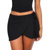 imageGolf Skort Tennis Mini Skirt for Women Mid Waisted Self Tie Strap Front Slit Wrap Skirt Cute Short Skirt with ShortsBlack