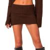 imageKnit Bodycon Mini Skirts for Women High Waisted Fold Over Low Rise Y2k Cute Short Skirt Wrap Pencil Skirt SkortBrown