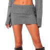 imageKnit Bodycon Mini Skirts for Women High Waisted Fold Over Low Rise Y2k Cute Short Skirt Wrap Pencil Skirt SkortGrey