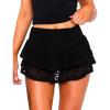 imageLace Ruffle Mini Skirts for Women High Waisted Pleated Skort Micro Skirt Y2k Cute Short Skirt with ShortsBlack