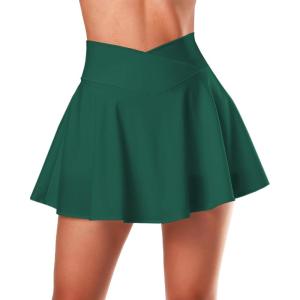imageWomen Golf Skort Tennis Skirt with Pockets Shorts High Waisted Pleated Mini Skirt Athletic Skorts Pickleball SkirtsB1 Everyday Mini Skirts Forest Green