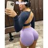 imageBackless Workout Tops for Women Long Sleeve Gym Shirts Open Back Crop Top Cute Going Out Tops Yoga Athletic TopsA1 Long Sleeve Workout Top Black