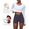 imageBackless Workout Tops for Women Long Sleeve Gym Shirts Open Back Crop Top Cute Going Out Tops Yoga Athletic TopsA1 Long Sleeve Workout Top White
