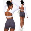 imageBackless Workout Tops for Women Long Sleeve Gym Shirts Open Back Crop Top Cute Going Out Tops Yoga Athletic TopsA1 Long Sleeve Workout Top White