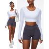 imageBackless Workout Tops for Women Long Sleeve Gym Shirts Open Back Crop Top Cute Going Out Tops Yoga Athletic TopsA1 Long Sleeve Workout Top White