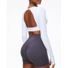 imageBackless Workout Tops for Women Long Sleeve Gym Shirts Open Back Crop Top Cute Going Out Tops Yoga Athletic TopsA1 Long Sleeve Workout Top White