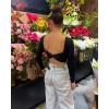 imageBackless Workout Tops for Women Long Sleeve Gym Shirts Open Back Crop Top Cute Going Out Tops Yoga Athletic TopsA2 Twist Long Sleeve Crop Top Black