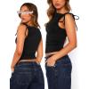 imageBow Tie Sleeveless Shirts Summer Off The Shoulder Going Out Tops for Women Cute Club Rave Top Boat Neck Crop Tank TopBlack