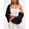 imageChunky Knit Bolero Shrug Cardigan Sweater for Women Fall Open Front Long Arm Sleeve Cropped Cardigan Y2k Loose SueterBlack