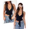 imageHalter V Neck Going Out Tops for Women Cute Club Rave Top Backless Twist Sleeveless Off Shoulder Crop Tank Top SexyBlack