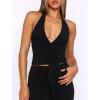 imageHalter V Neck Going Out Tops for Women Cute Club Rave Top Backless Twist Sleeveless Off Shoulder Crop Tank Top SexyBlack