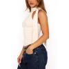imageOff Shoulder Halter Mock Neck Going Out Tops for Women Cute Club Rave Top Bow Tie Sleeveless Crop Tank Top with ScarfWhite Beige