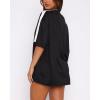 imageOversized Jersey Shirts for Women Y2k Blokette Tops V Neck Number Graphic Tees Short Sleeve TShirt Black WhiteBlack