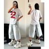 imageOversized Jersey Shirts for Women Y2k Blokette Tops V Neck Number Graphic Tees Short Sleeve TShirt Black WhiteWhite Red