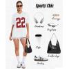 imageOversized Jersey Shirts for Women Y2k Blokette Tops V Neck Number Graphic Tees Short Sleeve TShirt Black WhiteWhite Red