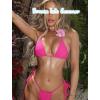 imageString Bikini Tops for Women Bathing Suit Swim Tops Sexy Triangle Bikini Top Black02 Hot Pink