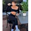 imageWomen Backless Long Sleeve Workout Tops Gym Shirt Athletic Clothes Built in Bra Open Back Crop Top Yoga Sport HalterBlack White