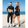 imageWomen Backless Long Sleeve Workout Tops Gym Shirt Athletic Clothes Built in Bra Open Back Crop Top Yoga Sport TopsBlack