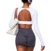 imageBackless Workout Tops for Women Long Sleeve Gym Shirts Open Back Crop Top Cute Going Out Tops Yoga Athletic TopsA1 Long Sleeve Workout Top White