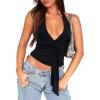imageHalter V Neck Going Out Tops for Women Cute Club Rave Top Backless Twist Sleeveless Off Shoulder Crop Tank Top SexyBlack