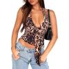 imageHalter V Neck Going Out Tops for Women Cute Club Rave Top Backless Twist Sleeveless Off Shoulder Crop Tank Top SexyLeopard Print