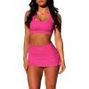 #01a1- 2 Piece Mini Skirt Sets- Pink