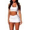 #01a1- 2 Piece Mini Skirt Sets- White