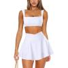 imageTwo Piece Tennis Skirt Sets for Women 2 Piece Mini Skirt Set Going Out Golf Skort Athletic Skirt Pickleball Outfit01b1 2 Piece Skirt Set White