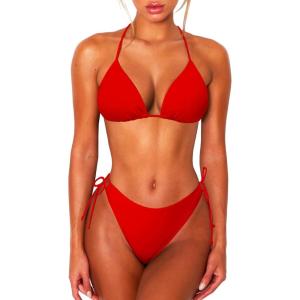 image2 Piece Bikini Sets for Women Tummy Control Swimsuits Bikini Tops Full Coverage Bottoms Bathing Suit02 Red
