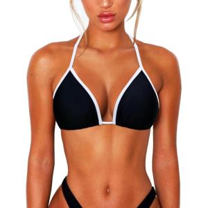 imageString Bikini Tops for Women Bathing Suit Swim Tops Sexy Triangle Bikini Top Black02 Black White