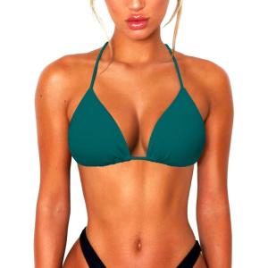 imageString Bikini Tops for Women Bathing Suit Swim Tops Sexy Triangle Bikini Top Black02 Dark Green