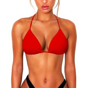 imageString Bikini Tops for Women Bathing Suit Swim Tops Sexy Triangle Bikini Top Black02 Fire Red