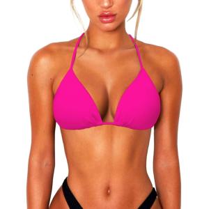 imageString Bikini Tops for Women Bathing Suit Swim Tops Sexy Triangle Bikini Top Black02 Hot Pink