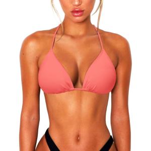 imageString Bikini Tops for Women Bathing Suit Swim Tops Sexy Triangle Bikini Top Black02 Peach Pink