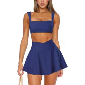 imageTwo Piece Tennis Skirt Sets for Women 2 Piece Mini Skirt Set Going Out Golf Skort Athletic Skirt Pickleball Outfit01b1 2 Piece Skirt Set Navy Blue