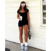 imageBackless Rompers for Women Sexy Bodycon Jumpsuit One Piece Bodysuit Unitard Playsuit Party Club Short Jumpsuits BlackC1 Ribbed Backless Romper Black