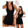 imageBodycon Halter Mini Dresses for Women Going Out Club Dress Backless V Neck Summer Short Dress Cocktail Party DressesBlack